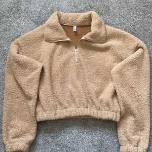 Cropped teddy quarter zip up SZ L